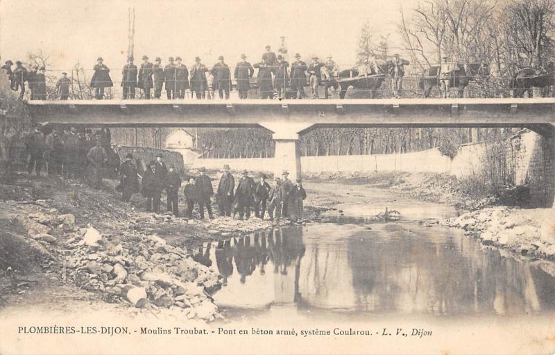 Carte postale ancienne Plombieres Les Dijon - Moulins Troubat - Pont En Beton Arme - Systeme Cou à Plombières-lès-Dijon