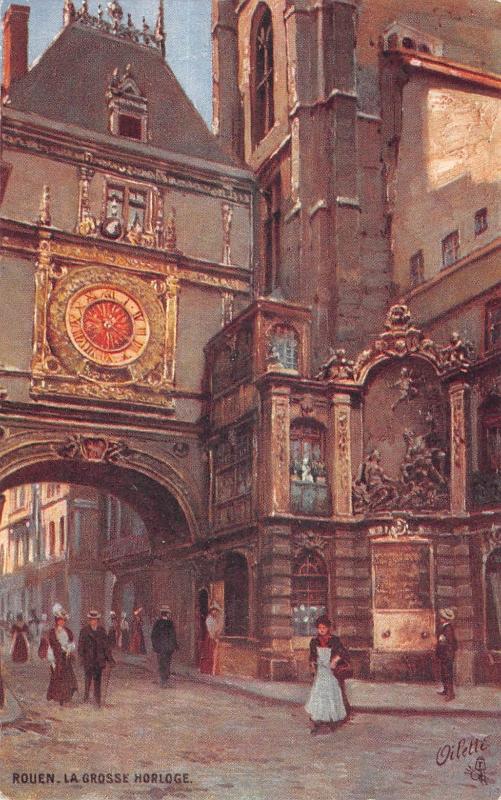 Carte postale ancienne Rouen - Cpa Illustrateur - La Grosse Horloge à Rouen
