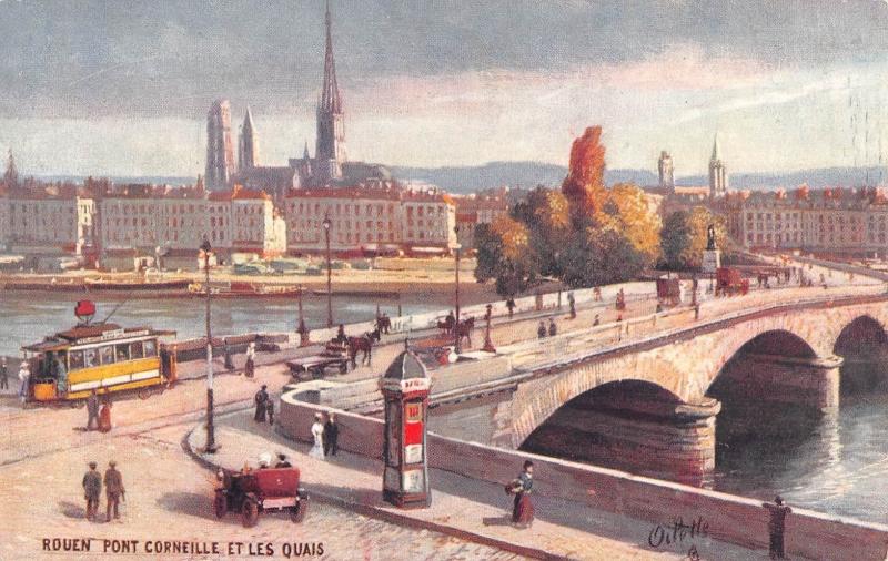 Carte postale ancienne Rouen - Cpa Illustrateur - Pont Corneille Et Les Quais à Rouen