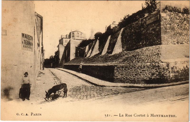 Carte postale ancienne La Rue Cortot à Montmartre à Paris 18e