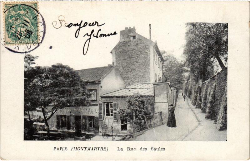 Carte postale ancienne Montmartre - La Rue des Saules à Paris 18e