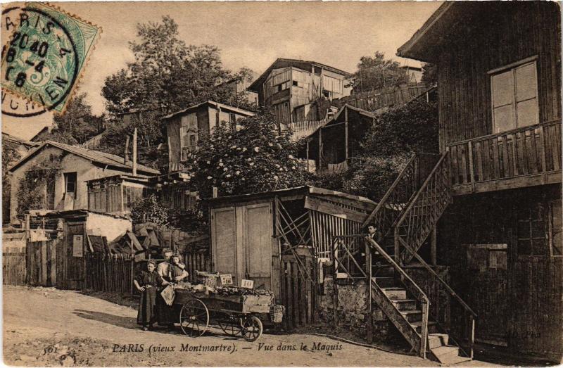 Carte postale ancienne Vieux Montmartre - Vue dans le Maquis à Paris 18e