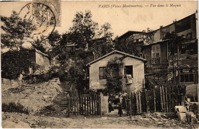 Carte postale ancienne Vieux Montmartre - Vue dans le Maquis à Paris 18e