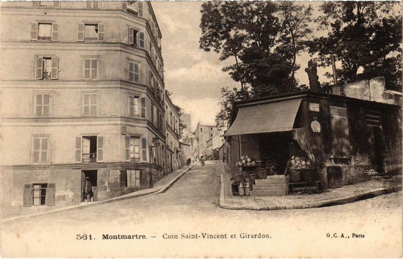 Carte postale ancienne Montmartre - Coin Saint-Vincent et Girardon à Paris 18e