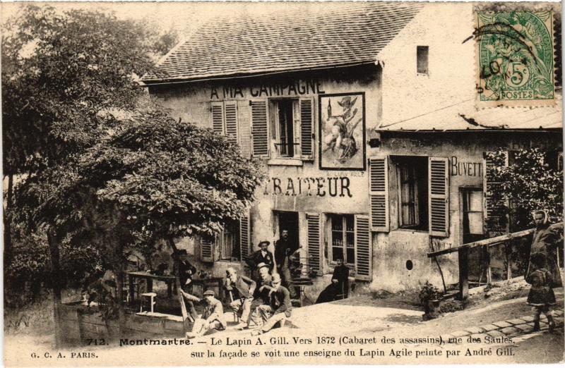 Carte postale ancienne Montmartre - Le Lapin A. Gill. Vers 1872 (Cabaret des assassins) à Paris 18e