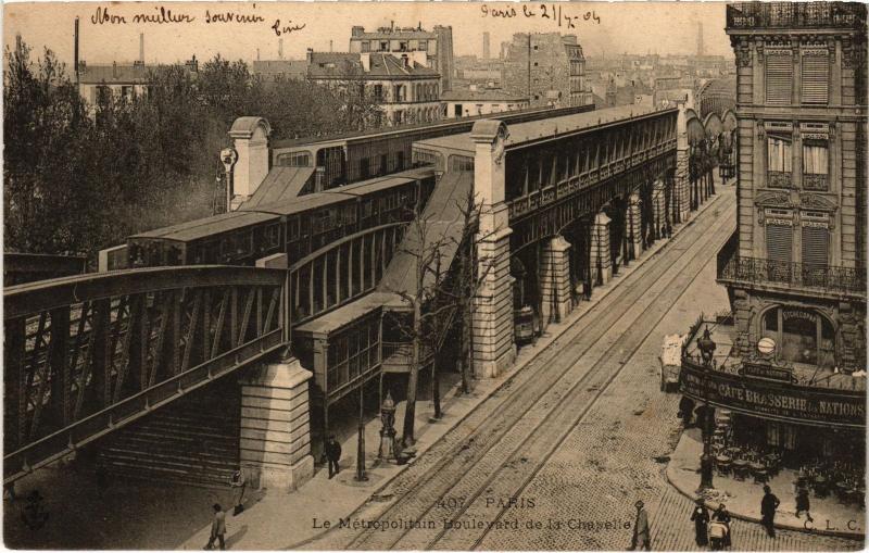 Carte postale ancienne Le Métropolitain Boulevard de la Chapelle à Paris 10e