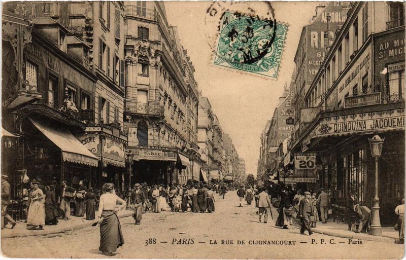 Carte postale ancienne La rue de Clignancourt à Paris 18e