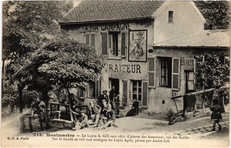 Carte postale ancienne Montmartre - Le Lapin A. Gill. Vers 1872 (Cabaret des assassins) à Paris 18e