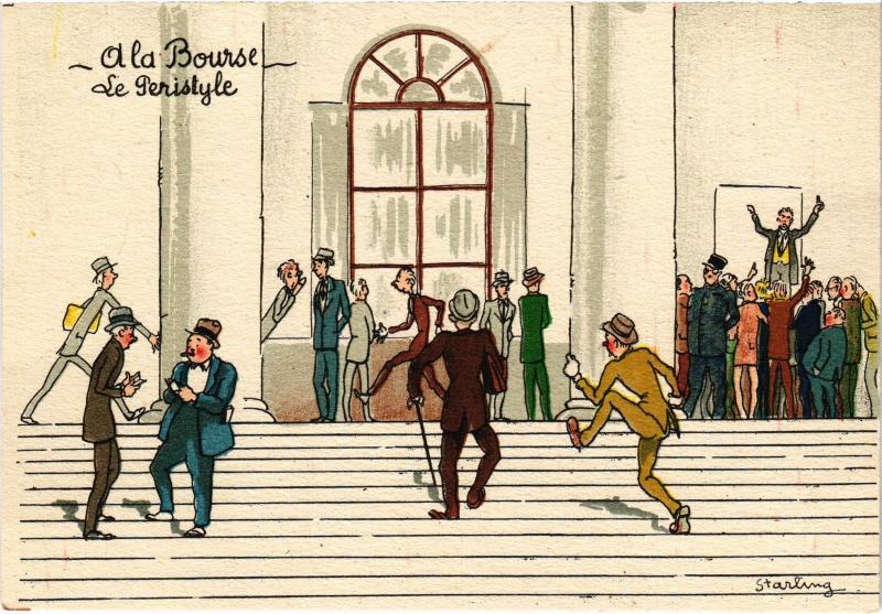 Carte postale ancienne Paris A la Bourse Le Preistyle Artist signed