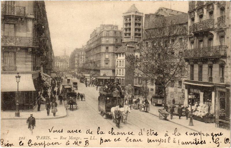 Carte postale ancienne Paris 5e Rue Monge à Paris 5e