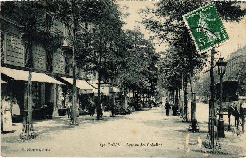 Carte postale ancienne Paris 5e Avenue des Gobelins à Paris 5e