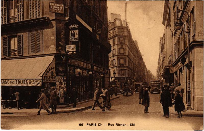 Carte postale ancienne Paris 9e Rue Richer à Paris 9e