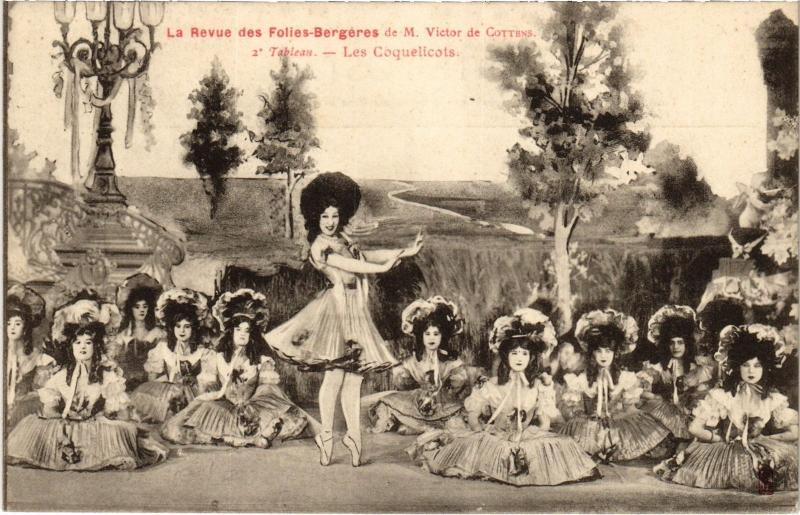 Carte postale ancienne Paris 9e Revue des Folies-Bergere Les Coqualicots à Paris 9e