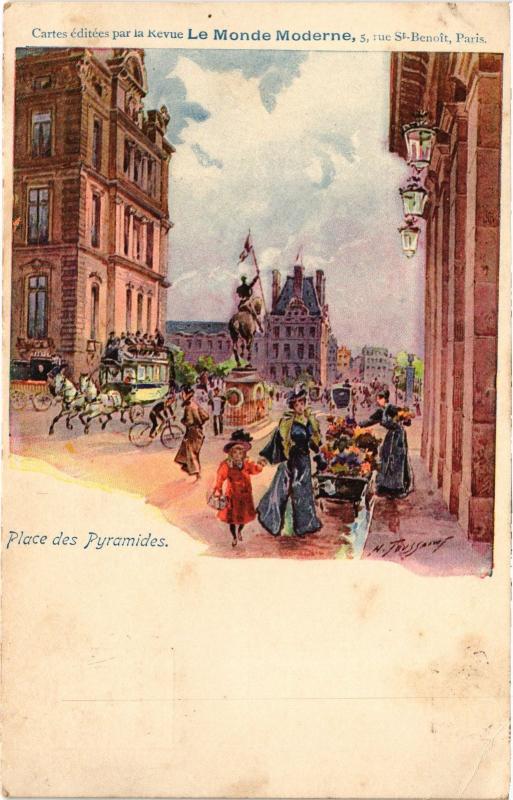 Carte postale ancienne Paris Place des Pyramides Litho