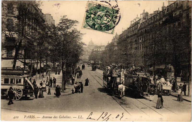 Carte postale ancienne Avenue des Gobelins à Paris 13e