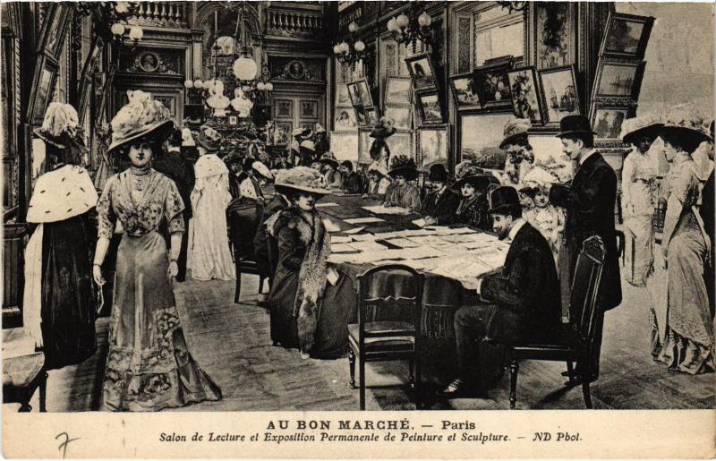 Carte postale ancienne Paris Au Bon Marché Salon de LEcture