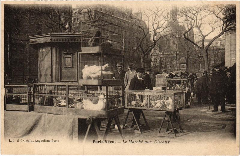 Carte postale ancienne Paris Vécu Marché aux Oiseaux