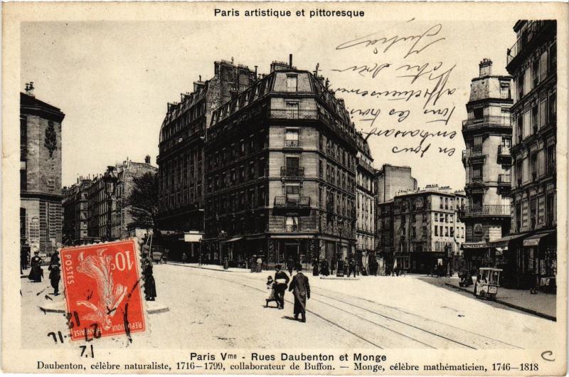 Carte postale ancienne Paris 5e Rue Daubenton et MOnge à Paris 5e