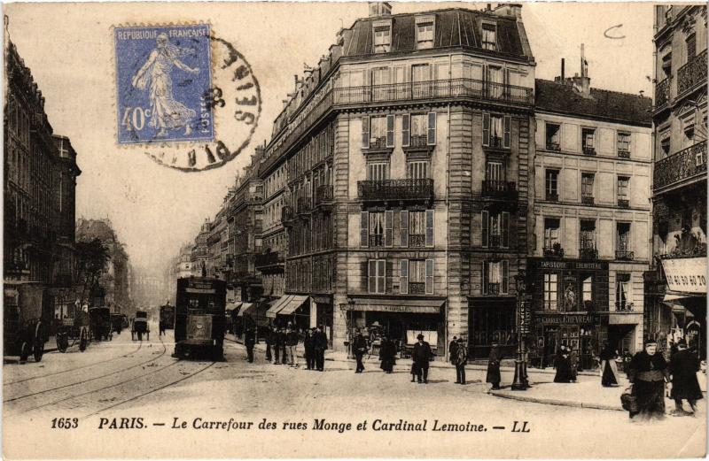Carte postale ancienne Paris 5e Rue MOnde et Cardinal Lamoine à Paris 5e