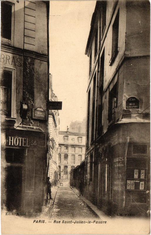 Carte postale ancienne Paris 5e Rue Saint-Julien-le-Pauvre à Paris 5e