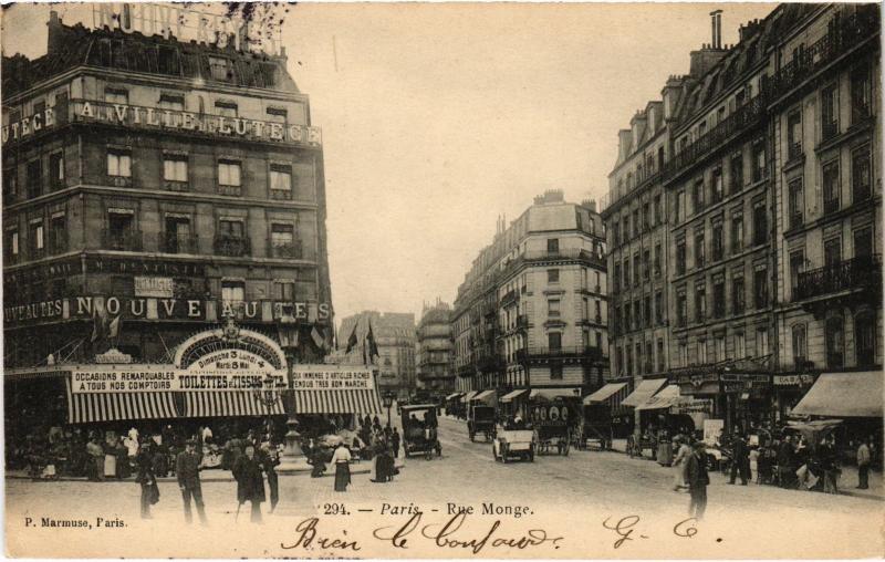 Carte postale ancienne Paris 5e Rue Monge à Paris 5e