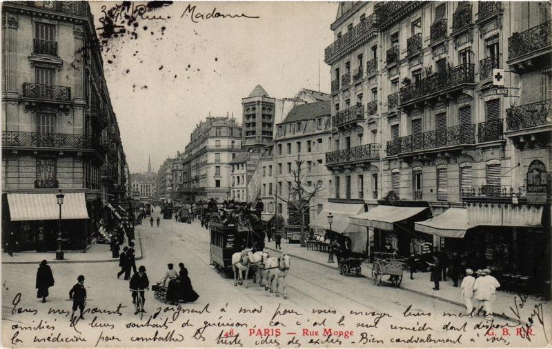 Carte postale ancienne Paris 5e Rue Monge à Paris 5e