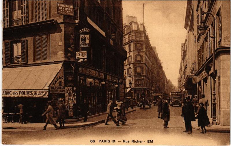 Carte postale ancienne Paris 9e Rue Richer à Paris 9e