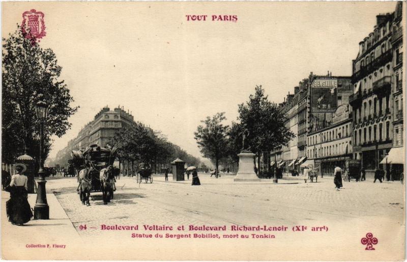 Carte postale ancienne Tout Paris 11e Bd Voltaire Bd Richard-Lenoir à Paris 11e