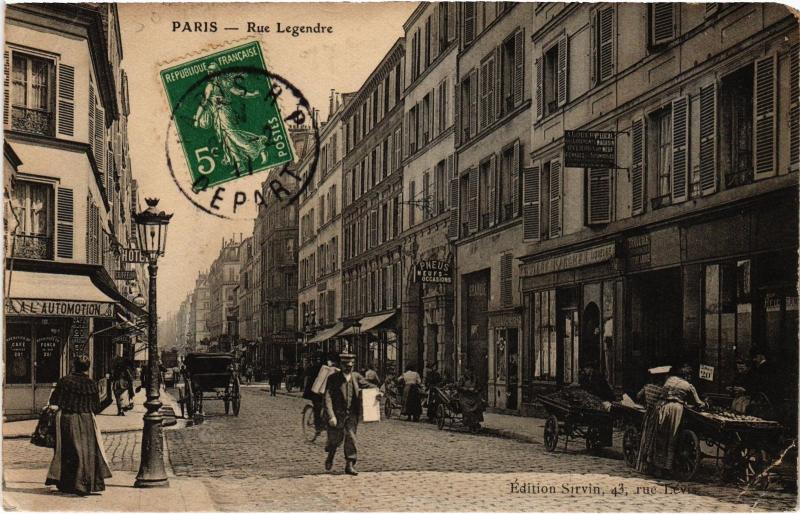Carte postale ancienne Rue Legendre à Paris 17e