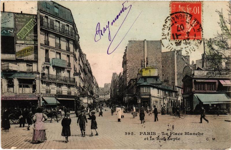 Carte postale ancienne Paris 9e place Blanche Rue Lepic à Paris 9e