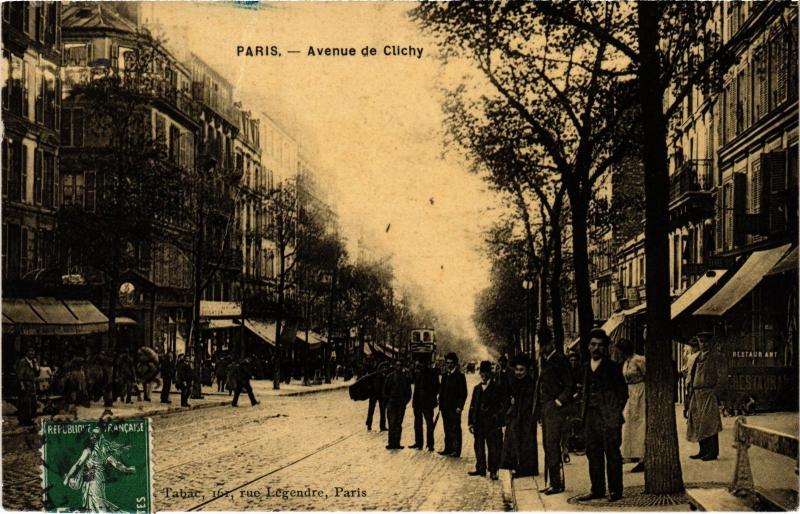 Carte postale ancienne Paris 9e Avenue de Clichy à Paris 9e