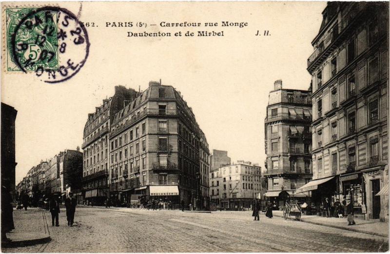 Carte postale ancienne Paris 5e rue Monge daubenton et de Mirbel à Paris 5e