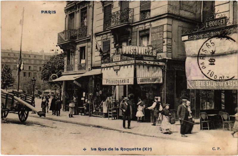 Carte postale ancienne Paris 11e Rue de la Roquette à Paris 11e