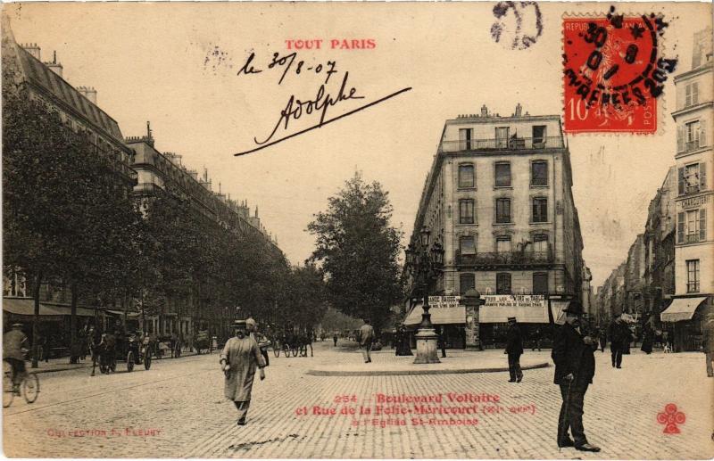Carte postale ancienne Tout Paris 11e Bd Voltaire Rue de la Folie-Méricourt à Paris 11e