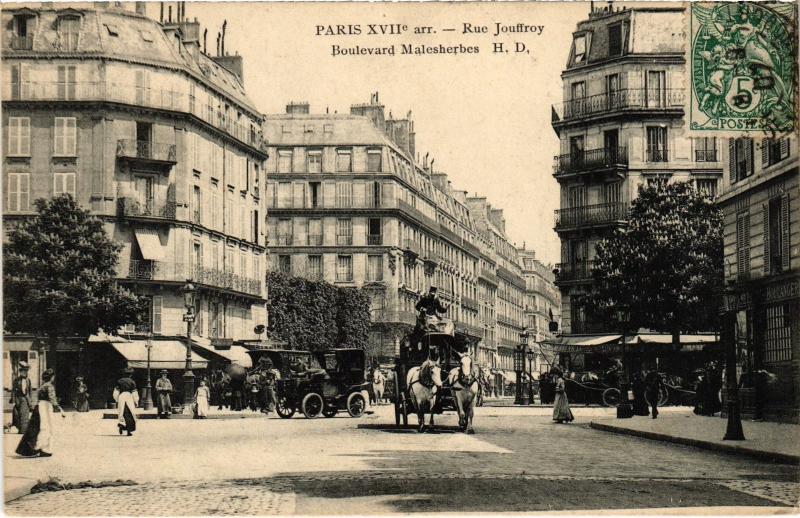 Carte postale ancienne Rue Jouffroy - Boulevard Malesherbes à Paris 17e