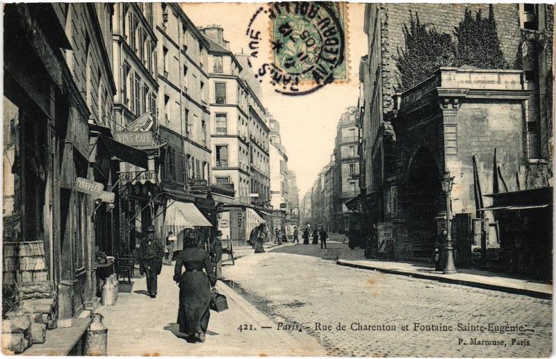 Carte postale ancienne Paris 12e Rue de Charente Fontaine Sainte-Eugene à Paris 12e