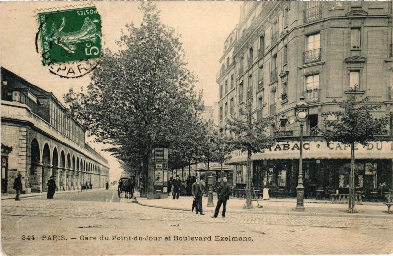 Carte postale ancienne Gare du Point-du-Jour et Boulevard Exelmans à Paris 16e