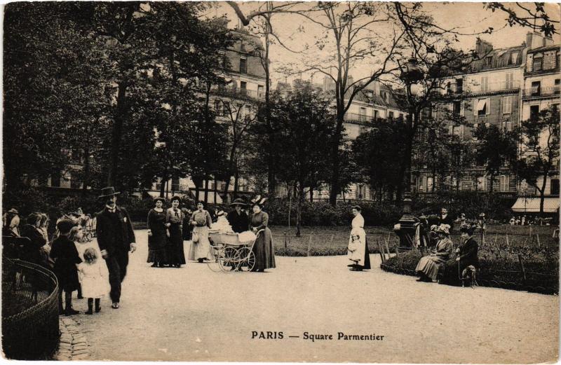 Carte postale ancienne Paris 11e Square Parmentier à Paris 11e