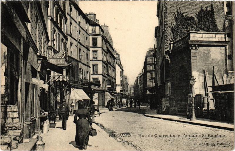 Carte postale ancienne Paris 12e Rue de Charenton fontaine Saint-Eugénie à Paris 12e