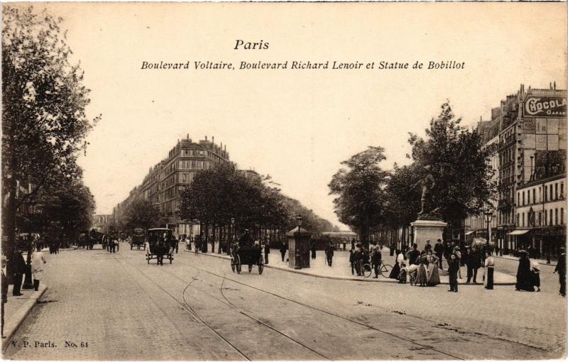 Carte postale ancienne Paris 11e Bd Voltaire Bd Richard Lenoir à Paris 11e