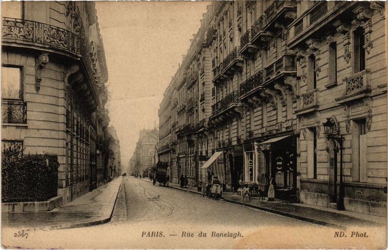 Carte postale ancienne Rue du Ranelagh à Paris 16e