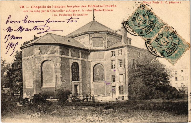 Carte postale ancienne Chapelle de l'ancien hospice des Enfants-Trouvés - Faubourg Saint-Antoine à Paris 12e