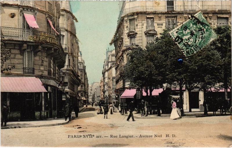 Carte postale ancienne Rue Laugier - Avenue Niel à Paris 17e