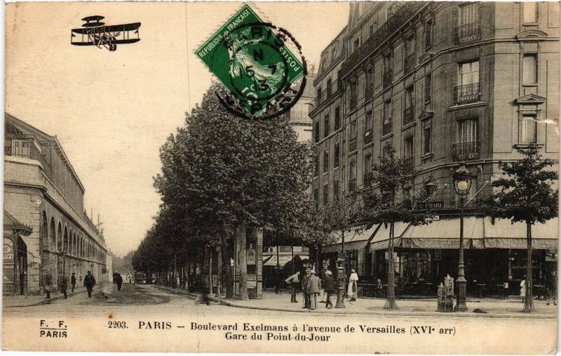 Carte postale ancienne Aviation Paris 16e Bd Exelmans Avenue de Versailles à Paris 16e