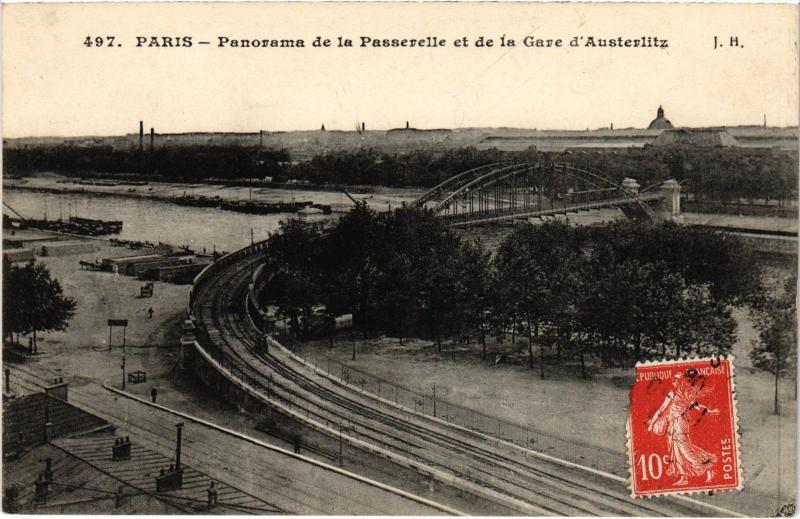 Carte postale ancienne Paris 12e Passerelle Gare d'Austerlitz à Paris 12e