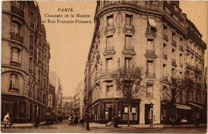 Carte postale ancienne Chaussée de la Muette et Rue François-Ponsard à Paris 16e
