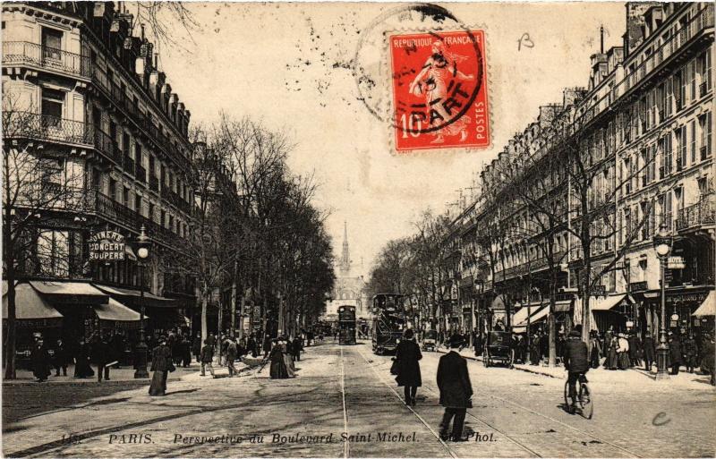 Carte postale ancienne Paris 6e Bd Saint-Michel à Paris 6e