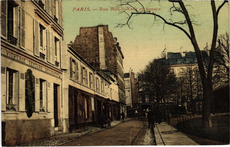 Carte postale ancienne Rue Bois-le-Vert et Square à Paris 16e