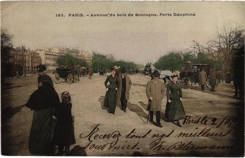 Carte postale ancienne Avenue du bois de Boulogne - Porte Dauphine à Paris 16e
