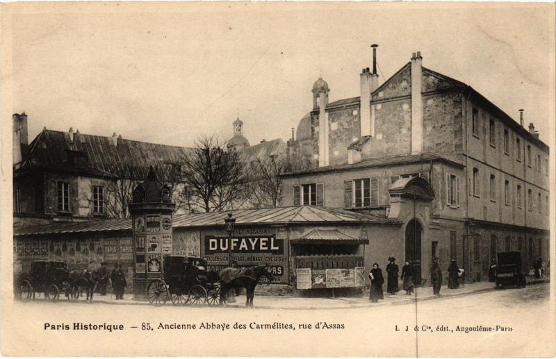 Carte postale ancienne Paris 6e Rue d'Assas Abbaye des Carmélites à Paris 6e